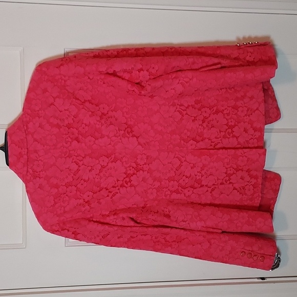 MILLY Avery Lace Blazer In Pink - Picture 14 of 16